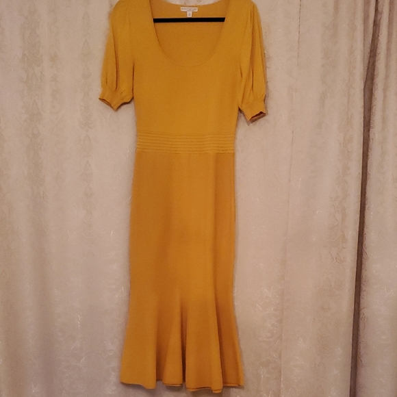 Eva Mendes for New York & Company Mustard Midi Dress - Picture 1 of 5